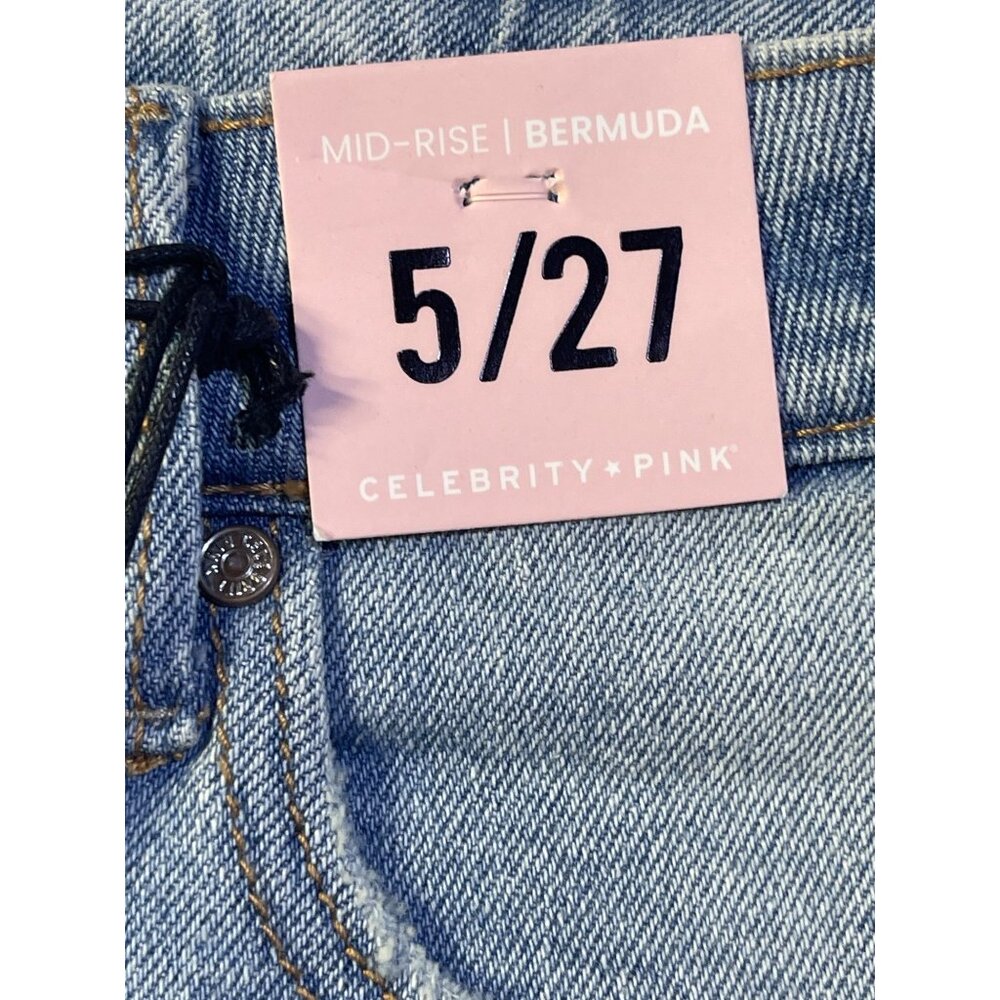 Celebrity Pink Size 5/27 Mid-Rise Denim Bermuda Shorts Lightweight - Picture 8 of 11